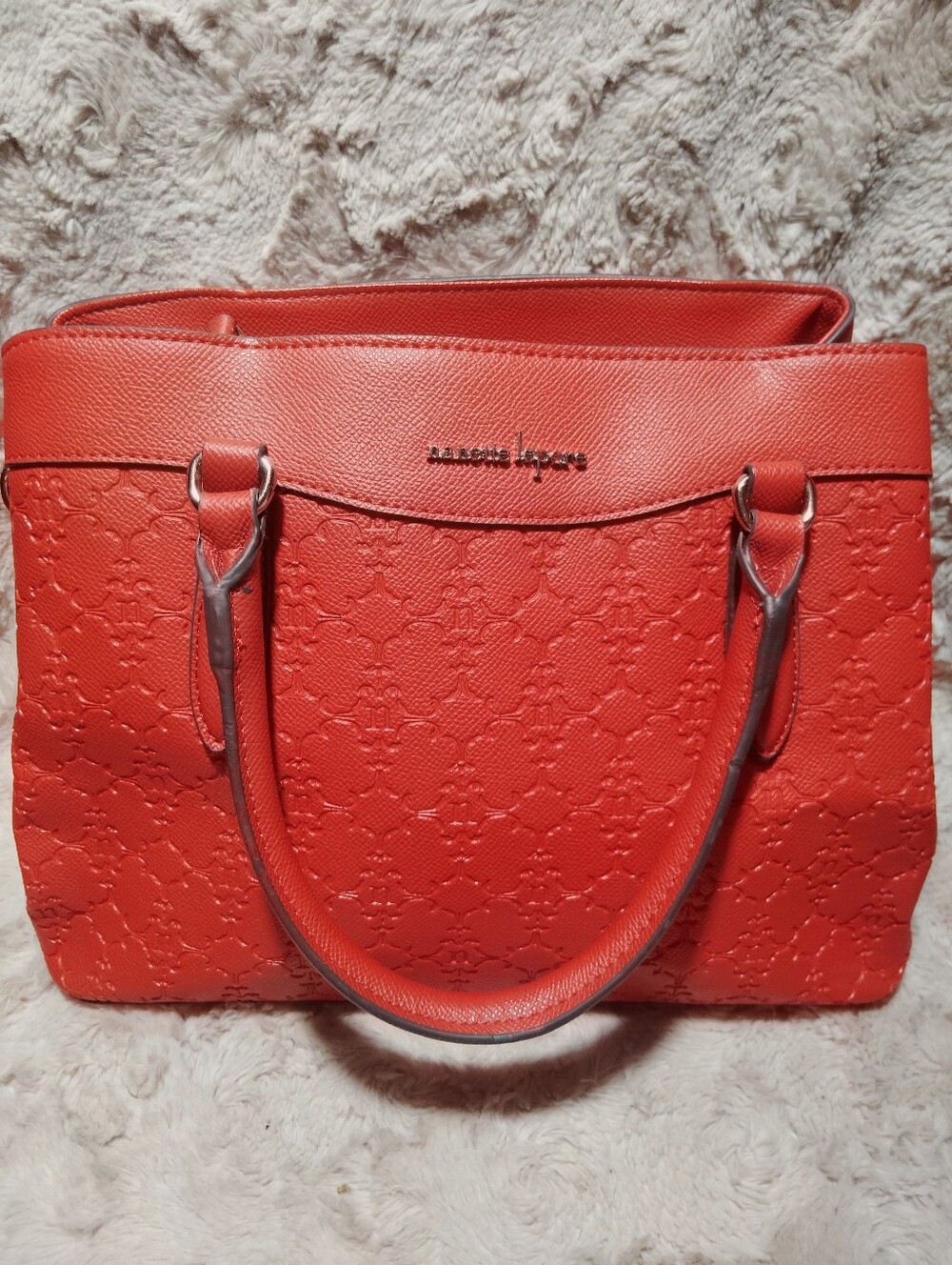 Nanette Lepore Coral-Red Seraphina Embossed Tote. CLEAN!!